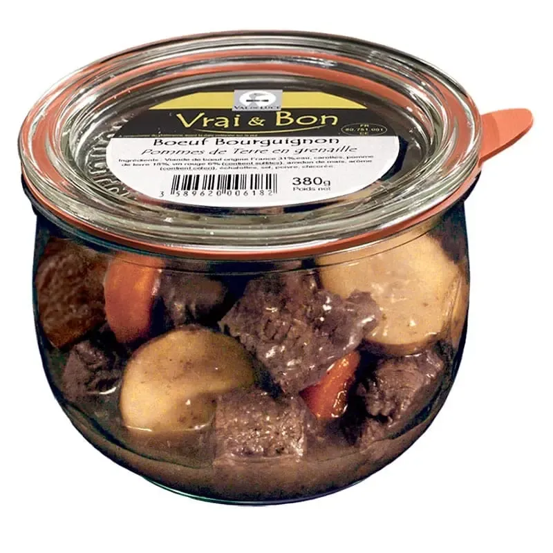 Bœuf bourguignon en bocal, plat préparé